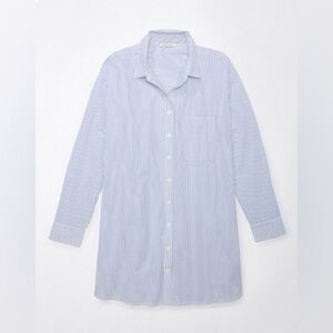 American Eagle AE Button Up Blue Stripe Shirt Dress